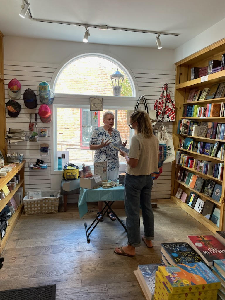 picture of Louise at Dollys Bookstore in Park City
